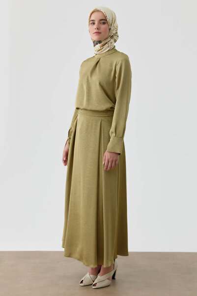 Tuğba Plikaşe Detaylı Etek - Olive