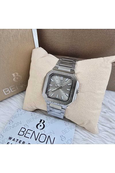 benon Men's silver steel watch from the Benon brand