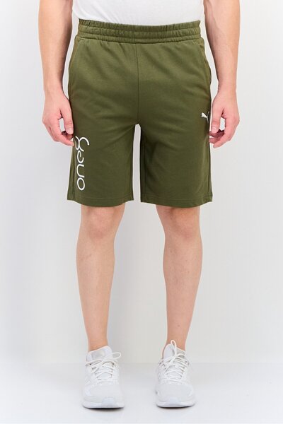 Puma x One8 Men Sportswear Fit Brand Logo Outdoor Shorts, Dark Green