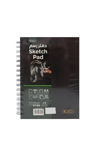 Roco دفتر رسم 160 جرام لكل متر مربع أسود A5 60 ورقة