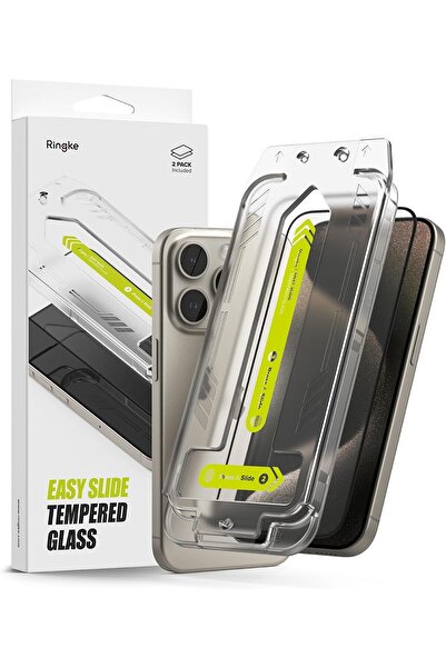Ringke واقي شاشة iPhone 15 Pro | زجاج مقسّى سهل الانزلاق | عبوة من قطعتين، مع...