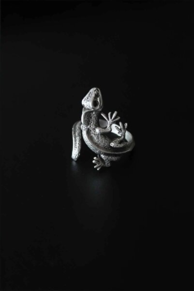 shopwave Lizard Figure Antique Silver Color Adjustable Men's Ring