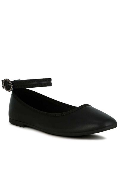 london Rag Women Ankle Strap Detail Ballet Flats in Black