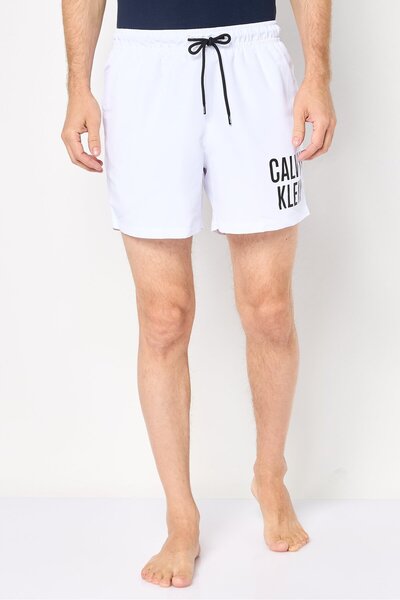 Calvin Klein Men Brand Logo Drawstring Swim Trunks, White