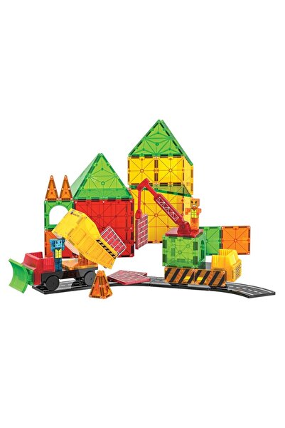 Magna Tiles Set de Construcție, Magna-Tiles, Builder XL, 50 piese, pentru băieți, 3 ani
