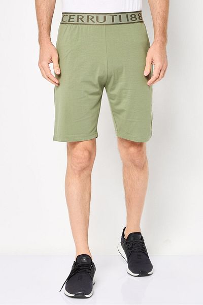 Cerruti 1881 Men Regular Fit Brand Logo Shorts, Khaki