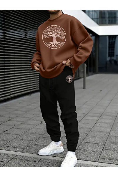 Lider Leather Set de trening unisex cu guler în formă de O, imprimat, din bum...