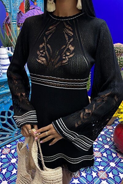 Kaplan Φόρεμα LIGURIE με λουράκια στην πλάτη, ισπανικό πλεκτό φόρεμα με μανίκια 2860