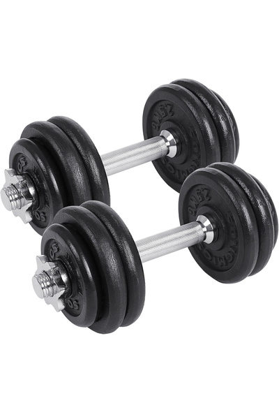 SONGMICS Set de 2 gantere reglabile 30 kg, discuri din fontă și bare de oțel, mâner antiderapant