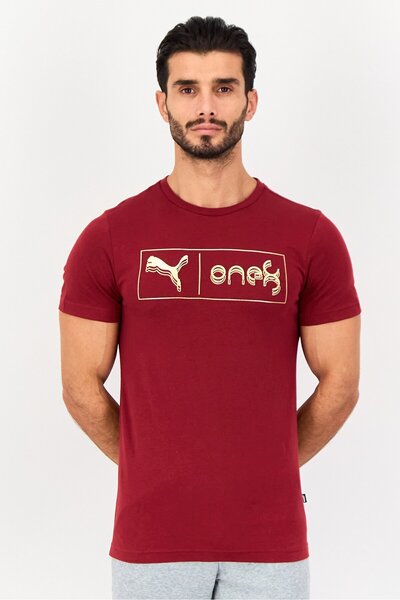 Puma Men Slim Fit Short Sleeve Outdoor T Shirt, Maroon