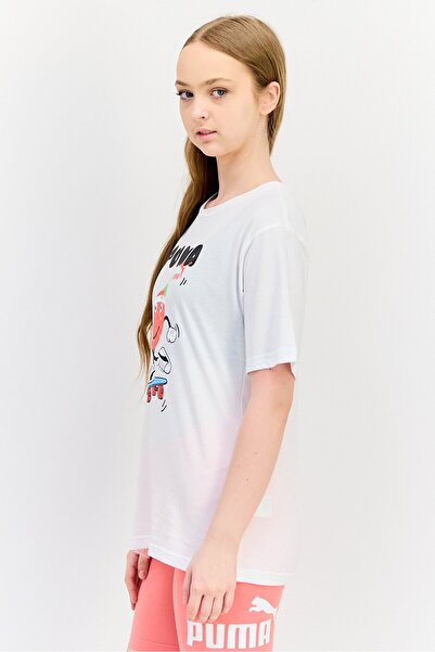 Puma Women Relaxed Fit Graphic Print Short Sleeve Outdoor T-Shirt, White