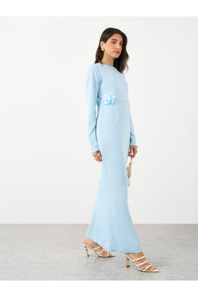 Styli فستان ماكسي بأكمام طويلة مزين بورود منقوش