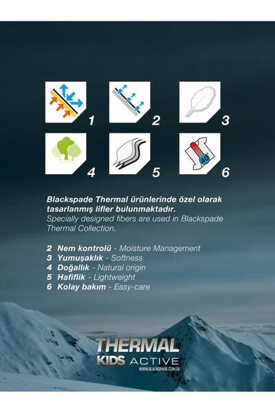 Blackspade Children's Thermal Gray Bottom Underwear 2. Level – Winter Heat Protective Leggings New