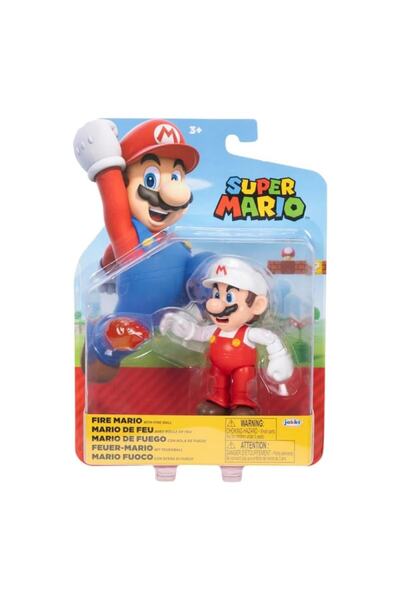 Jakks Pacific Super Mario Figurine Fire Mario with Fireball, 10cm