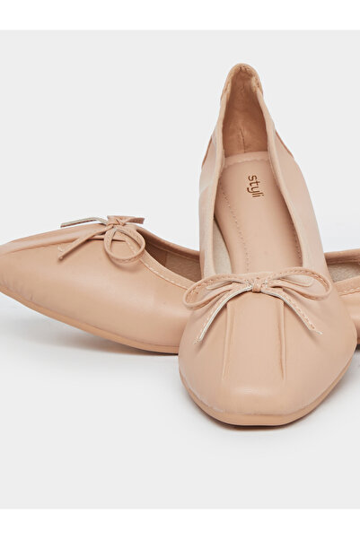 Take Two By Styli Women Beige Metallic Strip Detail Flat Sandals