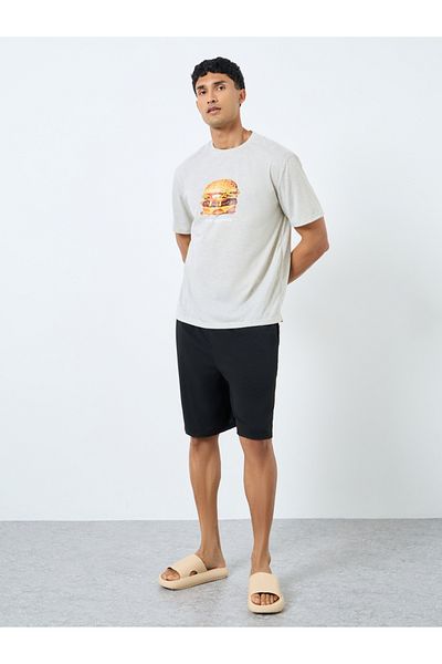 Styli Graphic Print T-Shirt and Solid Shorts Set