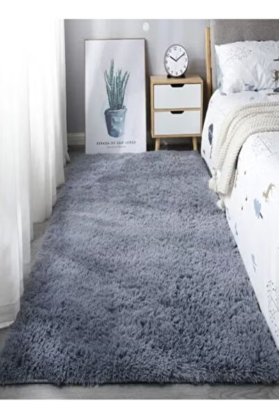 Raffine Luxurious Modern Fluffy Soft Grey Rug Washable Rectangle Carpet for Bedroom Home Decor 80x160cm
