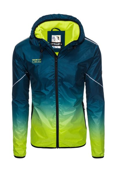 OMBRE Herren Sportjacke mit Reflektoren - Türkis und Limettengrün V1 OM-JANP-0105