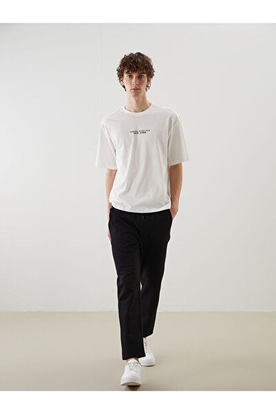LC Waikiki Black Standard Fit Men's Trousers with Elastic Waist