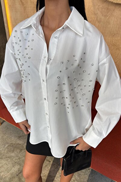 Lijuri Kristal Taş Çakımlı Poplin Gömlek 3413