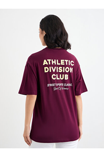 Styli Oversized Athletic Club Slogan T-Shirt with Dropped Shoulder