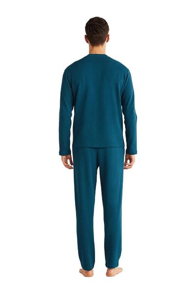 YUYİ N a U t L C a 100% Cotton V-Neck Long Sleeve Men's Pajama Set