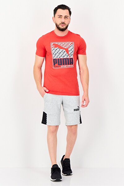 Puma Men Regular Fit Graphic Print Outdoor T-Shirt, Red