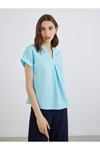 Styli Women Turquoise Solid Blouse