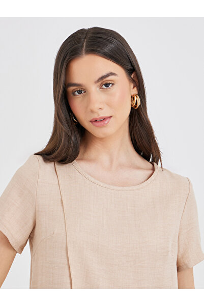 Styli Women Beige Wrap Top and Pants Co-Ords