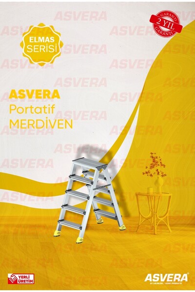 ASVERA 5+5 Alüminyum Çift Çıkışlı Merdiven - 5 Basamaklı Ev, Bahçe ve İş Yeri...