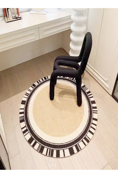 Raffine Hand Woven Round Rug Soft Vintage Washable Carpet with Non-Slip Back for Home Use 120x120cm