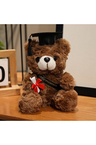 Choice دمية دكتور بير المحشوة اللطيفة، مقاس 18 سم، بني-أسود، صغيرة، بنية فاتحة، قبعة طبيب، دمية تخرج