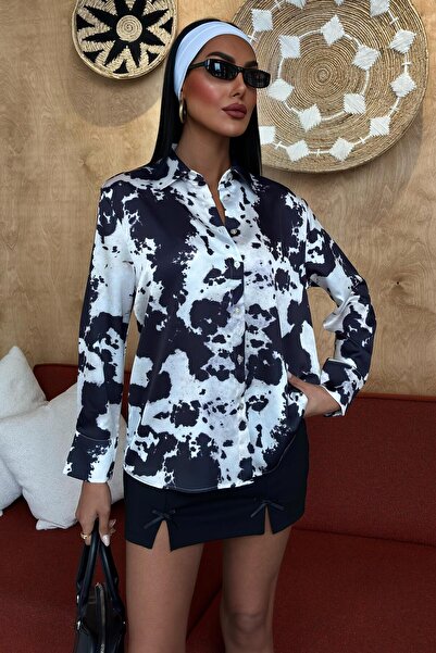 Modayakamoz лейла мистецтво новий погляд на мистецтво Сатинова сорочка з батиковим візерунком 3467