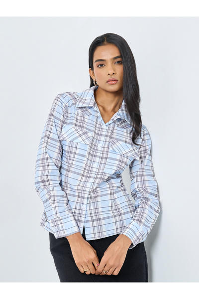 Styli Checked Print Buttoned Shirt with Pockets