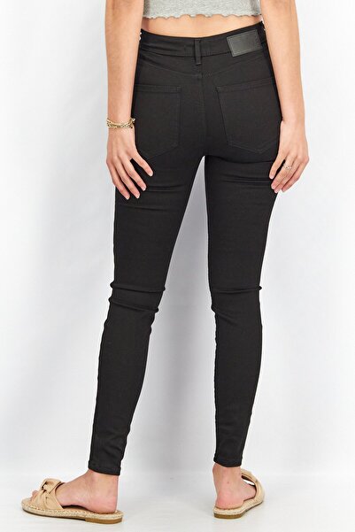 PIECES Women Regular Fit Plain Stretchable Skinny Jeans, Black