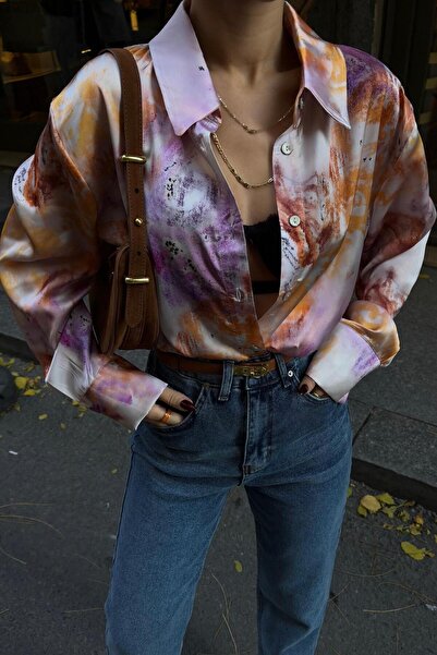 Lijuri Cămașă din satin cu model batik 3409 R9-B-K2