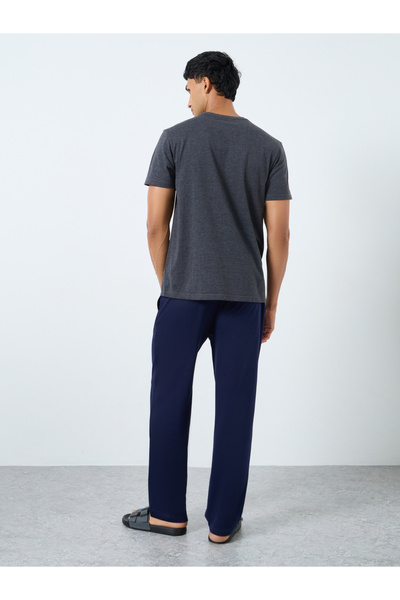 Styli Men Striped Printed T-Shirt and Open Hem Pyjama Set