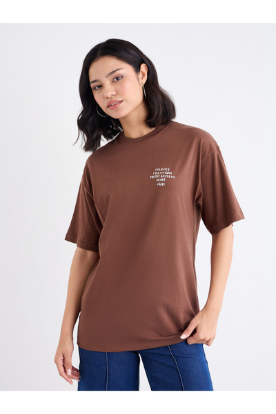 Styli Slogan Print Oversized T-Shirt