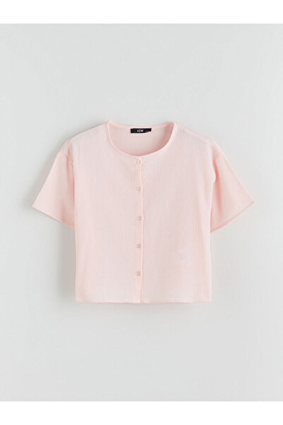 LC Waikiki Rmz Gi̇yi̇m Farkiyla Zero Roba Yaka Do Textured Iz Children's Shirt