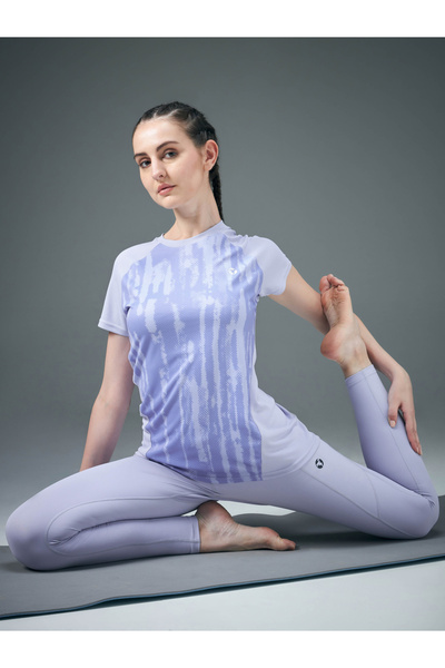 Technosport By Styli Women Blue Printed Slim Fit Top
