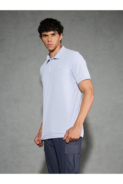 Technosport By Styli Men Light Blue Solid Slim Fit Polo