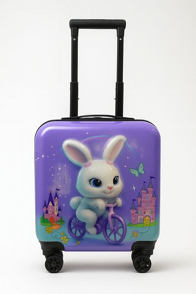 Mnuk Cute Rabbit-Sided Polycarbonate Kids Trolley Luggage-16 Inches| RB-112
