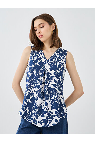 Styli Women Navy Blue Sleeveless Blouse