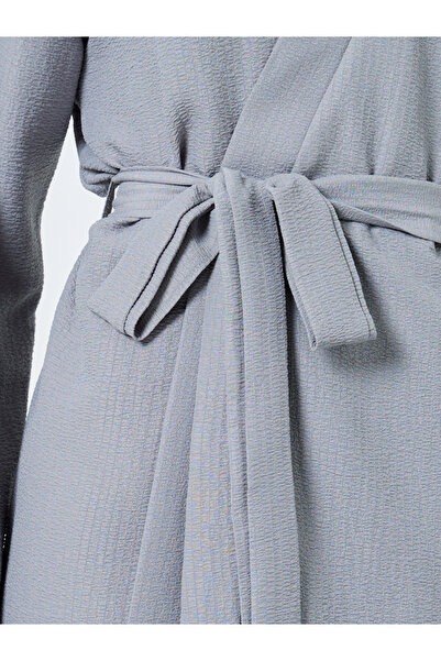 Styli Textured Solid Robe with Tie Belt