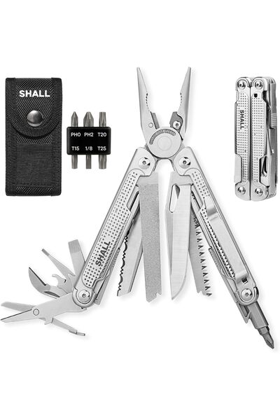 SHALL Multi Tool, 18-in-1 Multitool Pliers, Stainless Steel Multi-tool Pocket Knife w/Screwdriver Bi