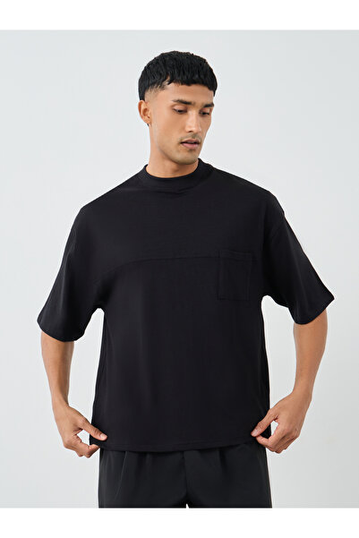 Styli Men Black Heavy Jersey Boxy T-Shirt with Pocket