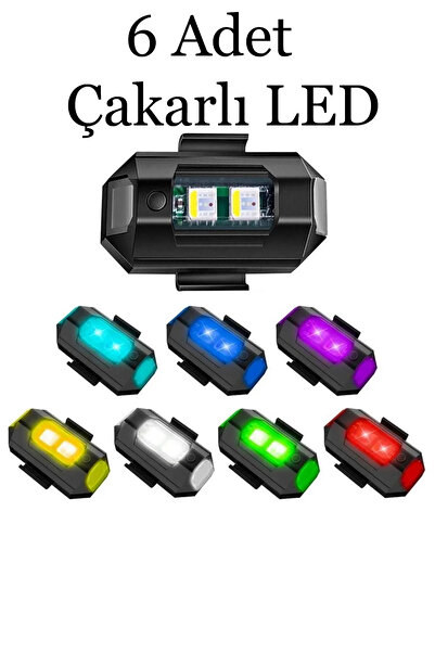 Forbin 6 Adet Motor Drone Uçak Kanadı Led Şarjlı Kablosuz Mini Led Çakarlı La...