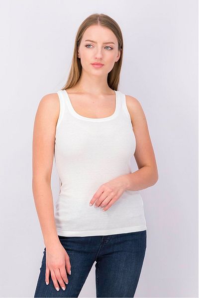 Sinsay Women U-Neck Sleeveless Plain Tank Top, White