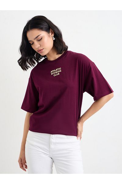 Styli Oversized Athletic Club Slogan T-Shirt with Dropped Shoulder