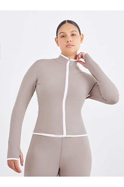 Styli Contrast Piping Zip-Up Jacket and Leggings Set